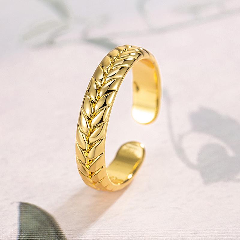 Eleganter Retro-Tigerauge-Weizenähren-Verstellbarer Ring – Exquisites Leichtluxus-Design