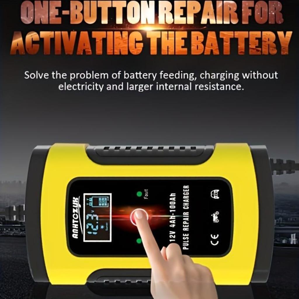 Car Battery Charger Fully-Automatic Smart Trickle Charger Battery Maintainer Pulse Repair Charger Suitable for Car/Moto/Boat/RV/SUV/ATV