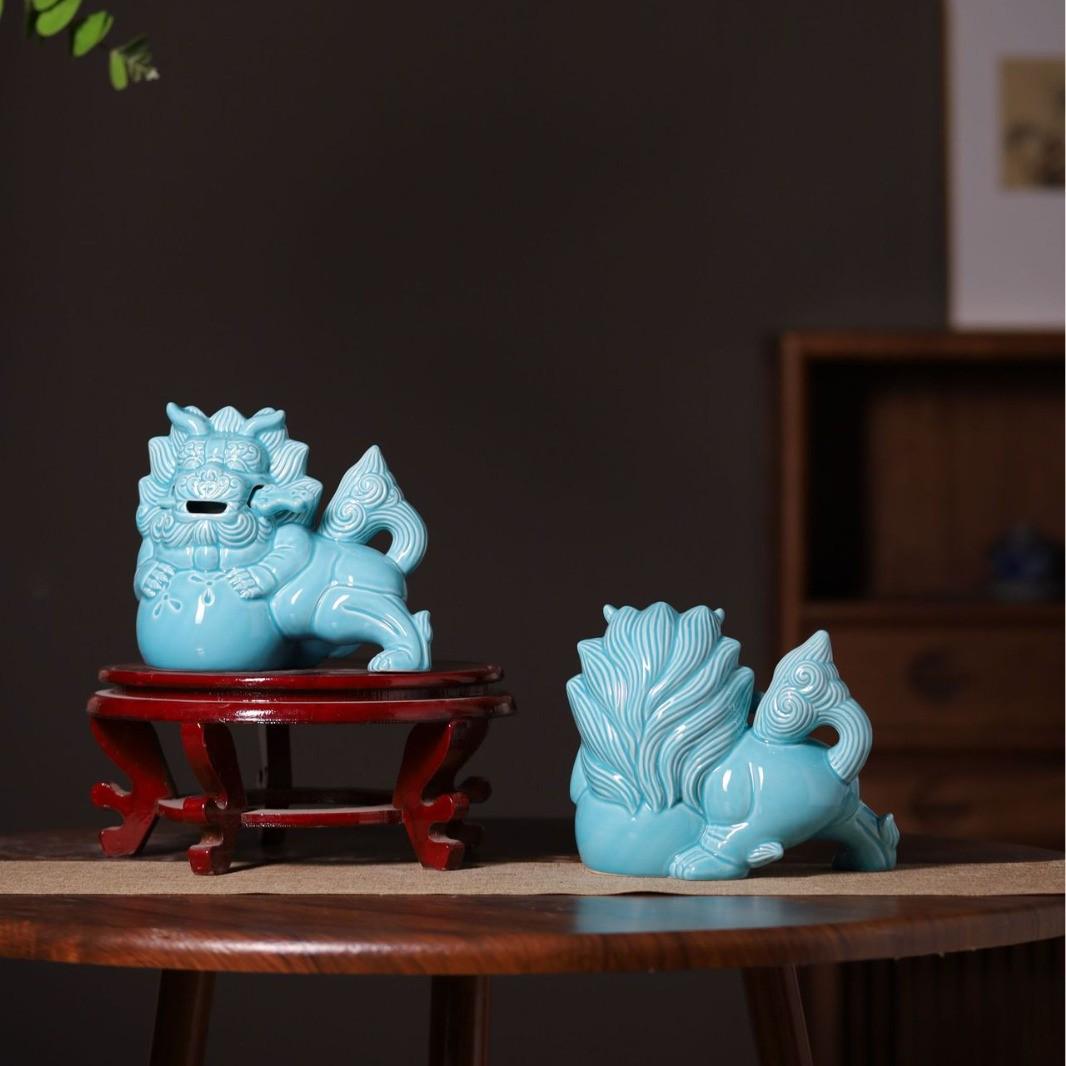 Blue and White Porcelain Qilin Figurine: Wealth-Attracting Home Decor Gift