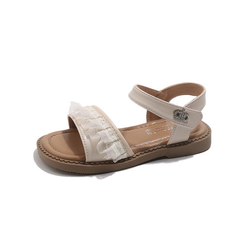Stilvolle Mädchensandalen, Sommer Outdoor Spitze Prinzessinnen Sandalen, Weiche Sohle Rutschfeste Strandschuhe für Kleine und Große Kinder
