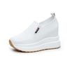 Spring Autumn Wedges Shoes Women Fashion Sneakers Genuine Leather Height Increasing 10cm Black White Shoes