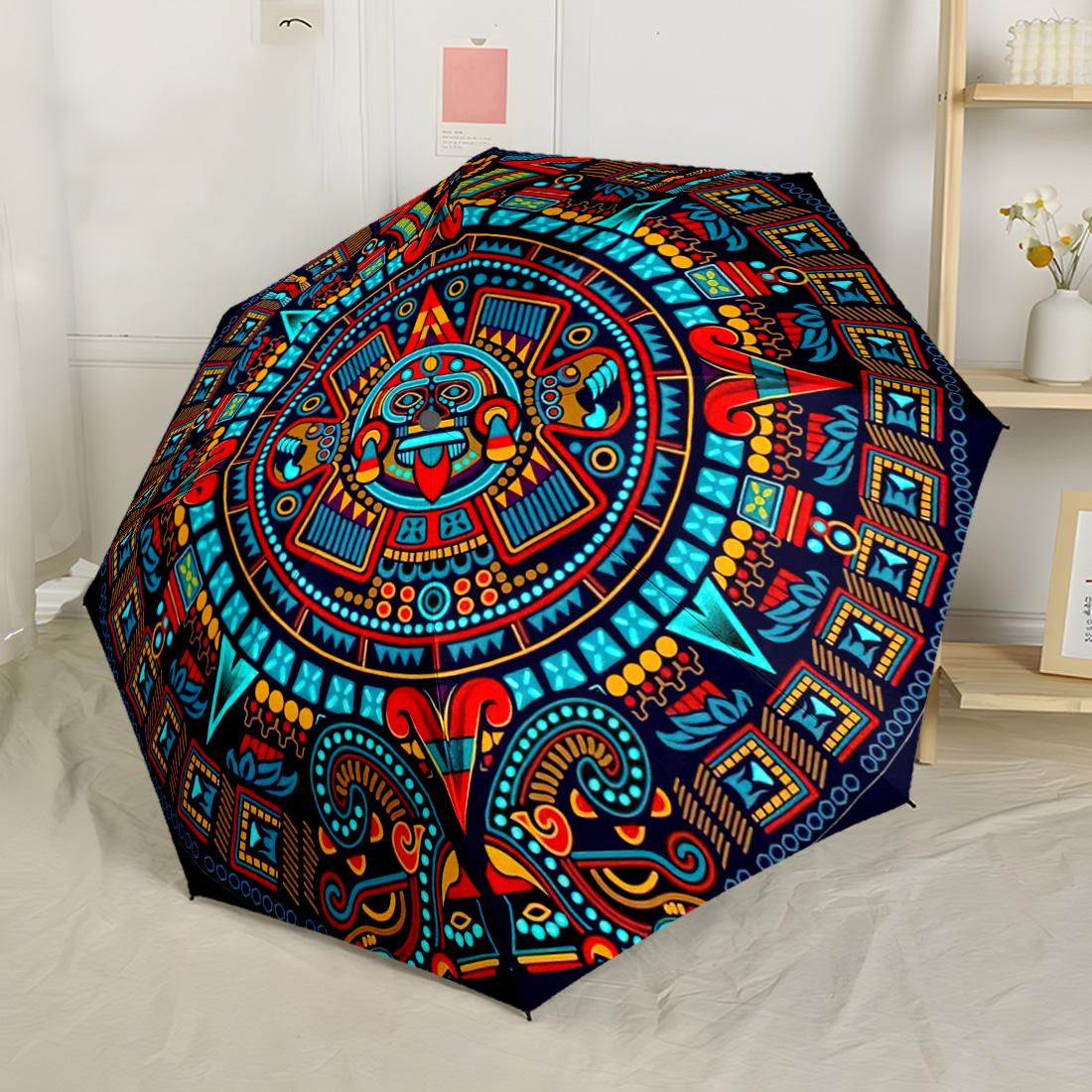 

Native American Symbols Automatic Umbrella Folding Umbrella with 8 Ribs Lightweight for Women/Men Compact Folding Umbrella Stylish Gift for Women
