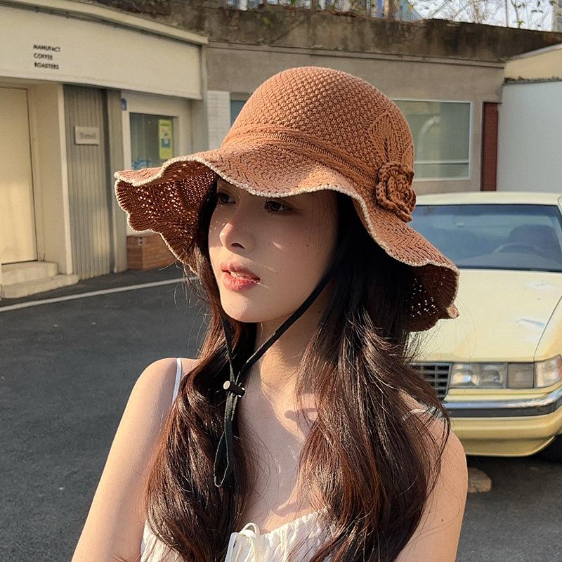 Summer Casual Flat Brim Hat Women's Floral Sunshade Beach Cap Face Hats