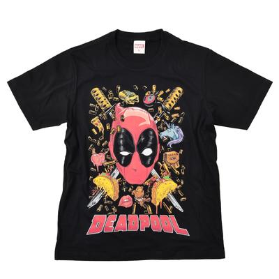 EVERSOUL Marvel Deadpool Avengers Captain America Short Sleeve T-Shirt, Movie Birthday Gift, Men's, Black, XL Size [Parallel Import]