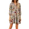 Women's Fashion Elegant Autmn And Winter Long Sleeve V,Neck Christmas Print Dress
