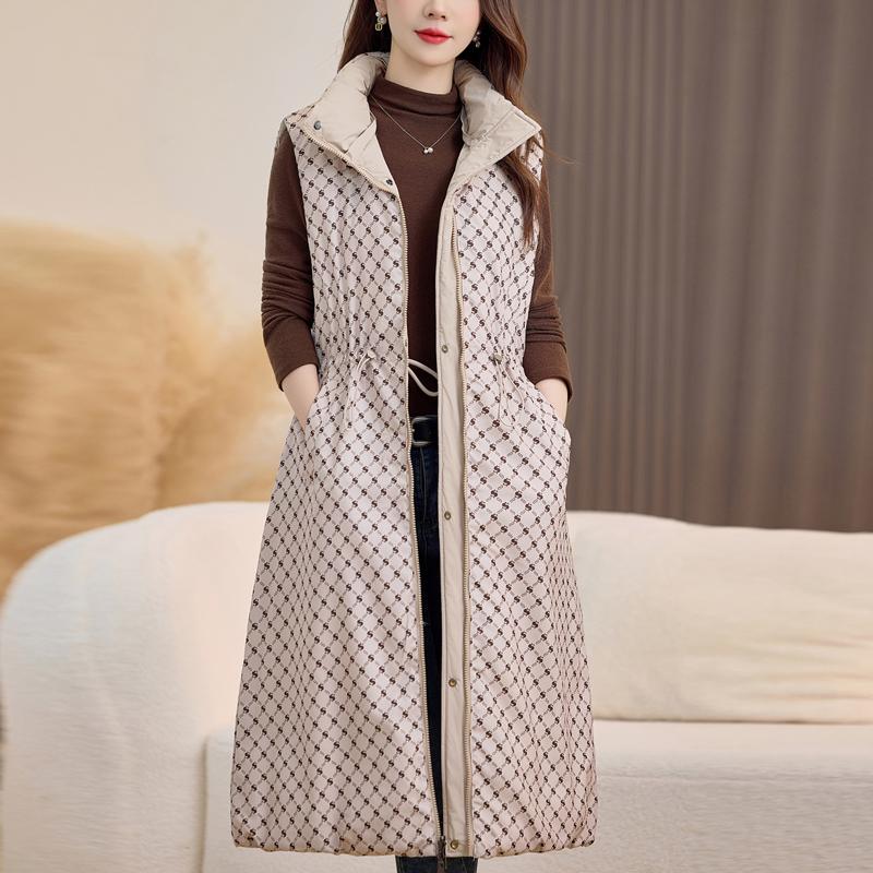 Fashion Winter Women's Long Warm Vest Hooded Faux Fur Collar Can Be Worn on Both Sides Thick Sleeveless Parkas Woman Jackets