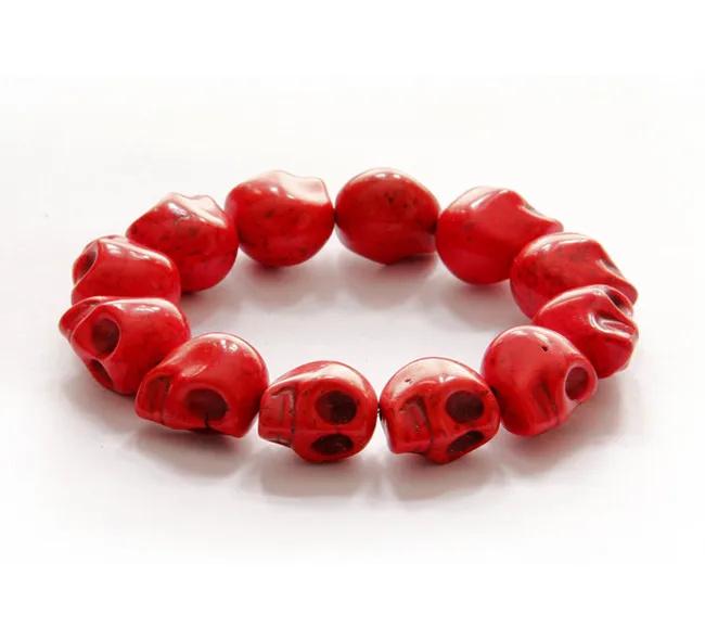 New Fashion Natural Stones Skull Bracelet Lava Stone Beads and Tiger Eye Stone Beads Men Bracelet