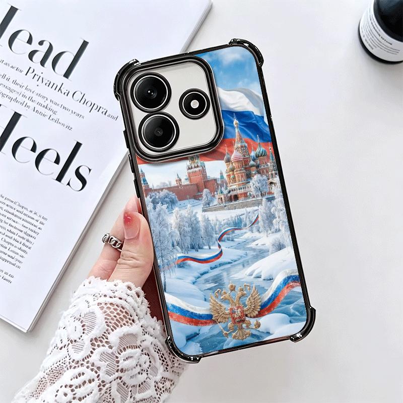 Russia Russian Flags Emblem Soft Phone Case For Xiaomi Redmi Note 14 15 Pro Plus 13 12 11S 11T 5G 10 9S 9 Plating Anti-Fall Fund