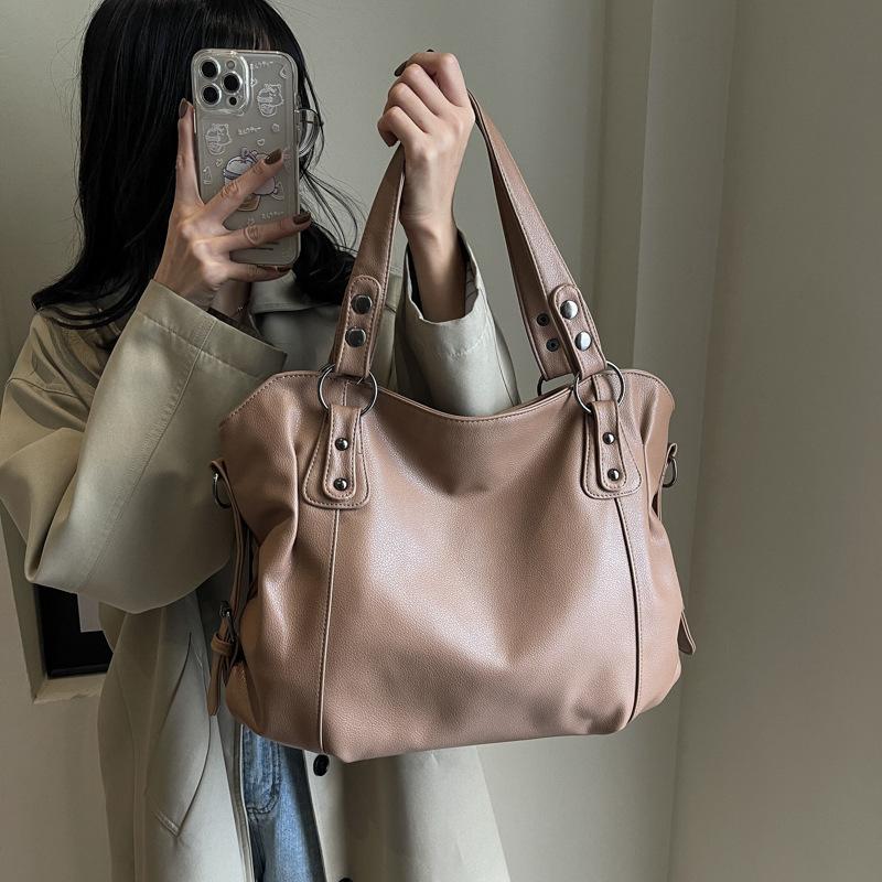 Tote Bag New Retro Handbag Korean Version Large Capacity Fashionable Simple Shoulder Crossbody Bag
