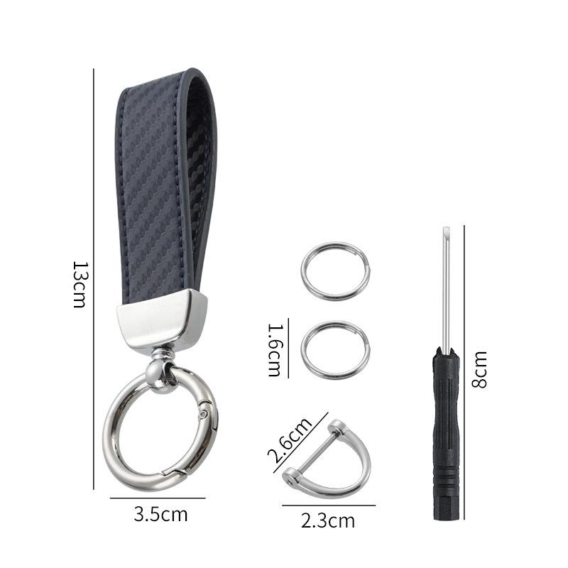 

Брелок для автомобиля из углеродного волокна ручной работы - кожаный кулон с защитой от потери для мужчин и женщин