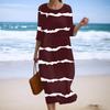 Women's Fashionable Printed Round Neck Seven Quarter Sleeve Loose Dress