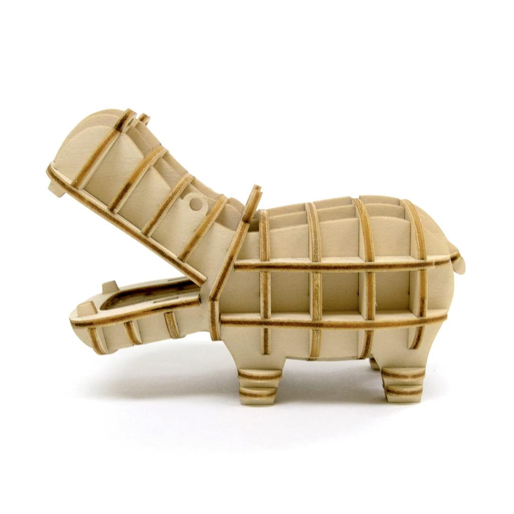 Hippo A Wooden 3D Puzzle DIY Craft Kit That Can Be Enjoyed by Elementary School Children To Adults An Educational Toy for Boys and Girls A Wooden