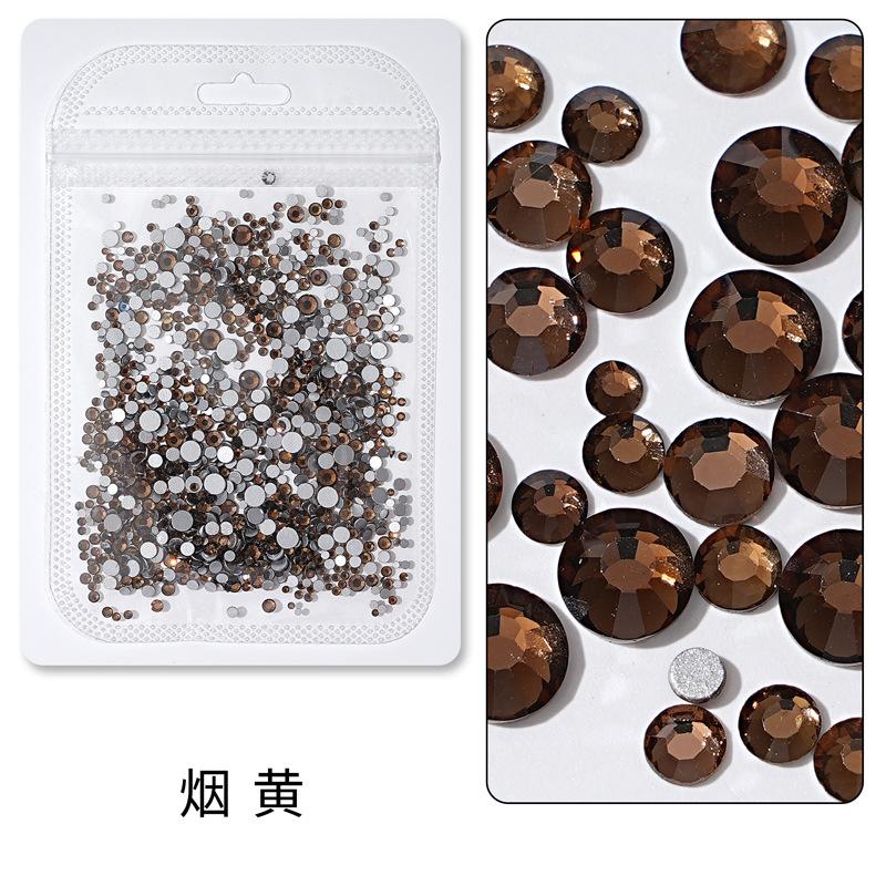 1440 buc, Un pachet întreg de manichiuri colorate, Diamante cu fund plat, Burghie din sticlă de cristal nu pot cădea de pe fund, Bijuterii cu diamante rotunde cu dimensiuni mixte.