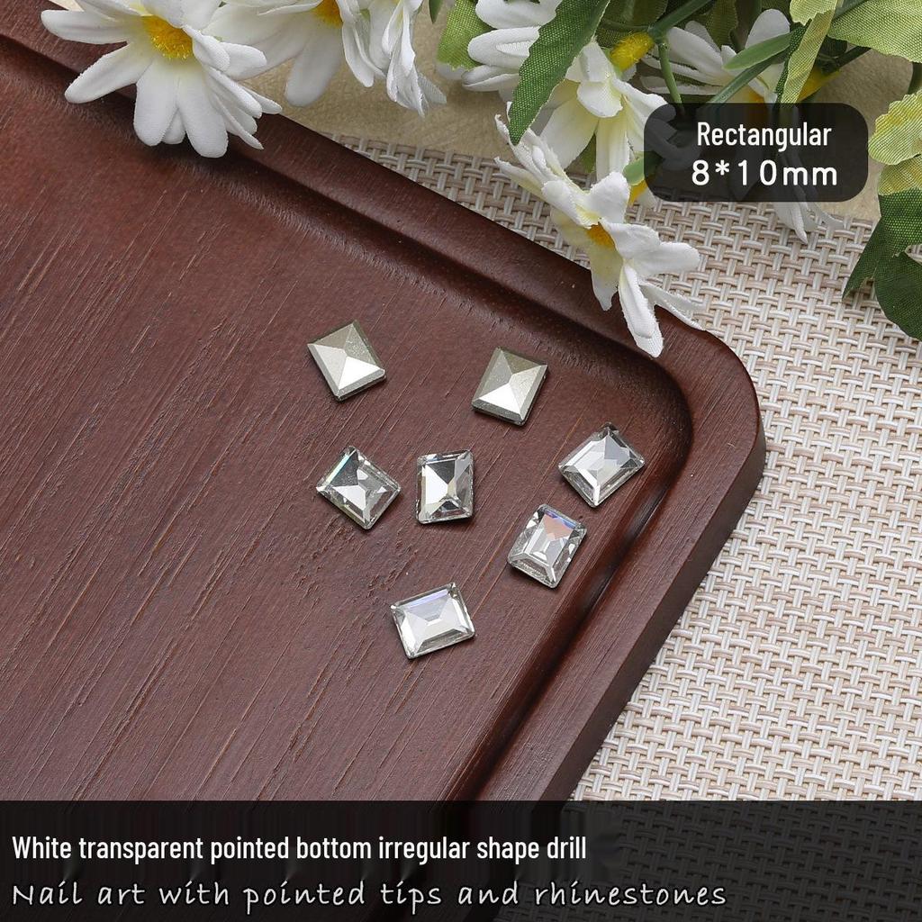Nail Art Rhinestones: Transparent Pointed Hearts, Axe Heads, Square Rock Candy - Super Shiny Press-on Decorations
