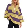 Women's Oversized Striped Shirt Half Zip Sweatshirt Patchwork V Neck Top Casual Loose Pullover