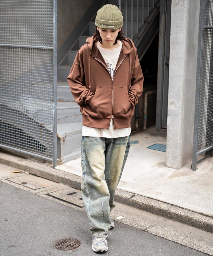 WEGO Unisex Compact Fit Double Zip Zip Autumn Long Size Brown Hoodie, Sweatshirt, Hoodie, Outerwear, Clothes, Sleeve, Gift, Men's, L,