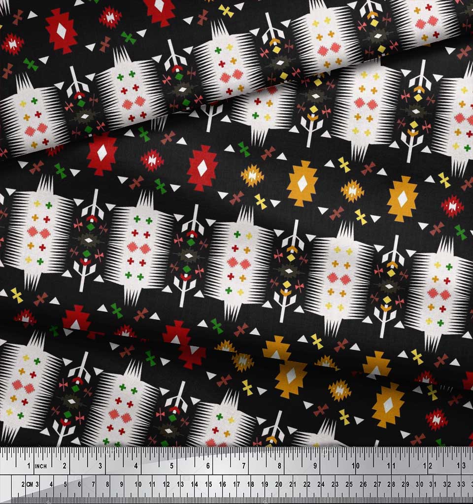 Soimoi Japonská krepová saténová látka Geometrický jihozápadní potisk Šicí látka metr 42 palců