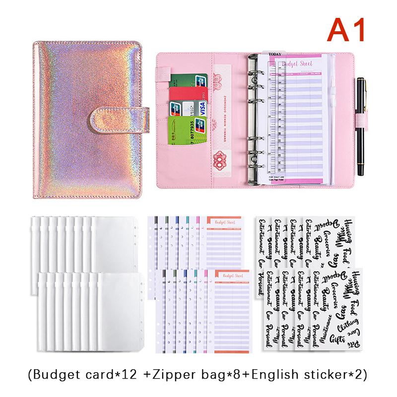 A6 Leather Budget Binder Notebook Notepad Diary Planner Cash Envelopes Pockets For Money Saving Bill Organizer