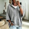Europe & America Solid Color Hooded Sweater - Autumn 2026, Loose Knit Top with Drawstring for Women