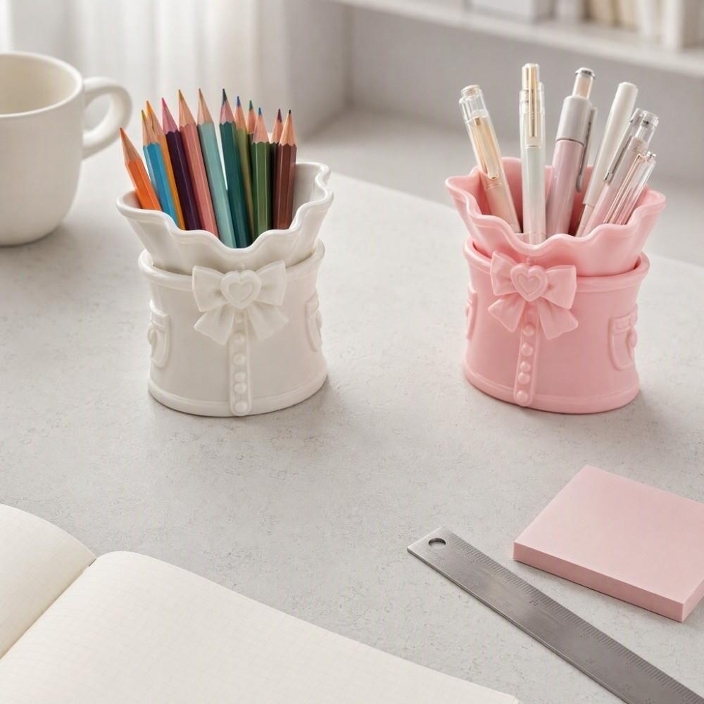 Funny 3D Printed Pen Stand Ornament Pencil Rack Bowknot Pen Holder Makeup Brush