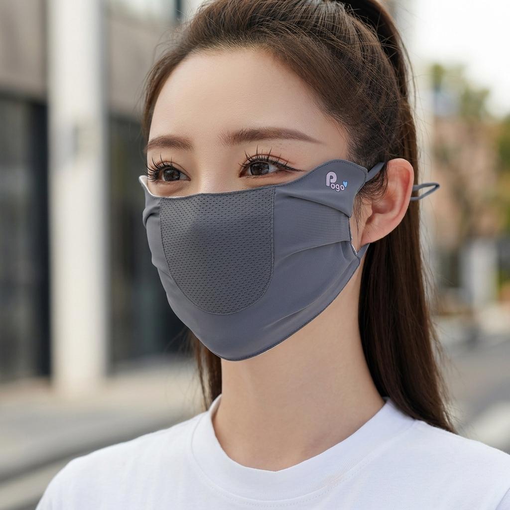 Ice Silk Sun Mask Adjustable Eye Corner Protection Cooling Breathable for Women Outdoor Sports Commuting UV Shield
