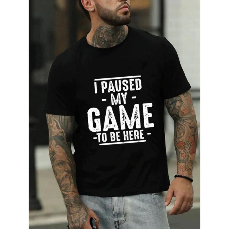 Summer English Letter Printed Plus Size Round Neck Loose Polyester Short Sleeved Top T-Shirts Men’s Top