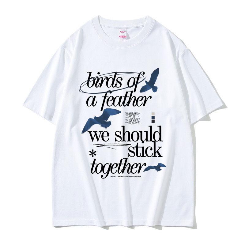 Birds of A Feather Hit Me Hard and Soft Album Print T Shirt Male Casual Oversized Tops Tees Unisex Women Hip Hop Fashion Tshirts