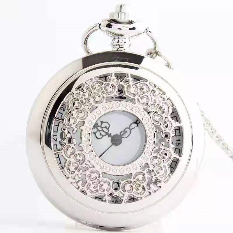 Retro Quartz Necklace Watch: Vintage Golden Flip Pocket Pendant