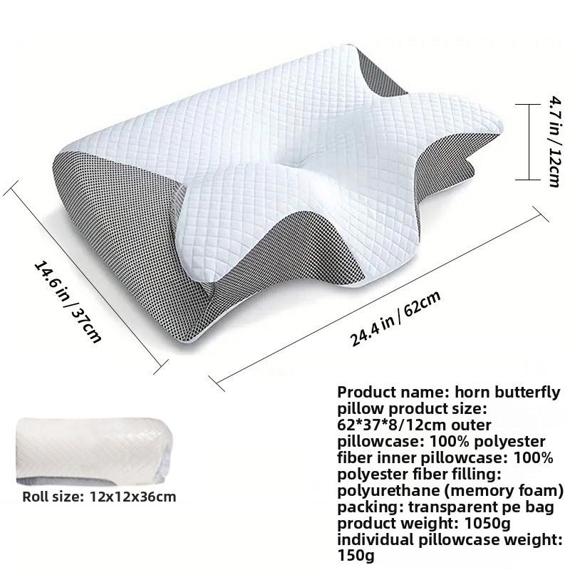 Cervical Butterfly Pillow Memory Foam Sleeping Pillow with Removable Pillowcase&Case Only