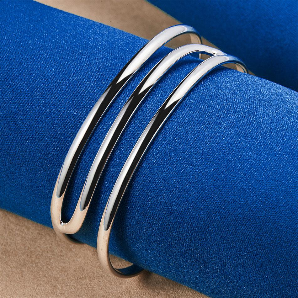 Elegant 925 Sterling Silver Opening Exquisite Multi-layer Bracelet for Women's Fashion Parties and Wedding Accessories