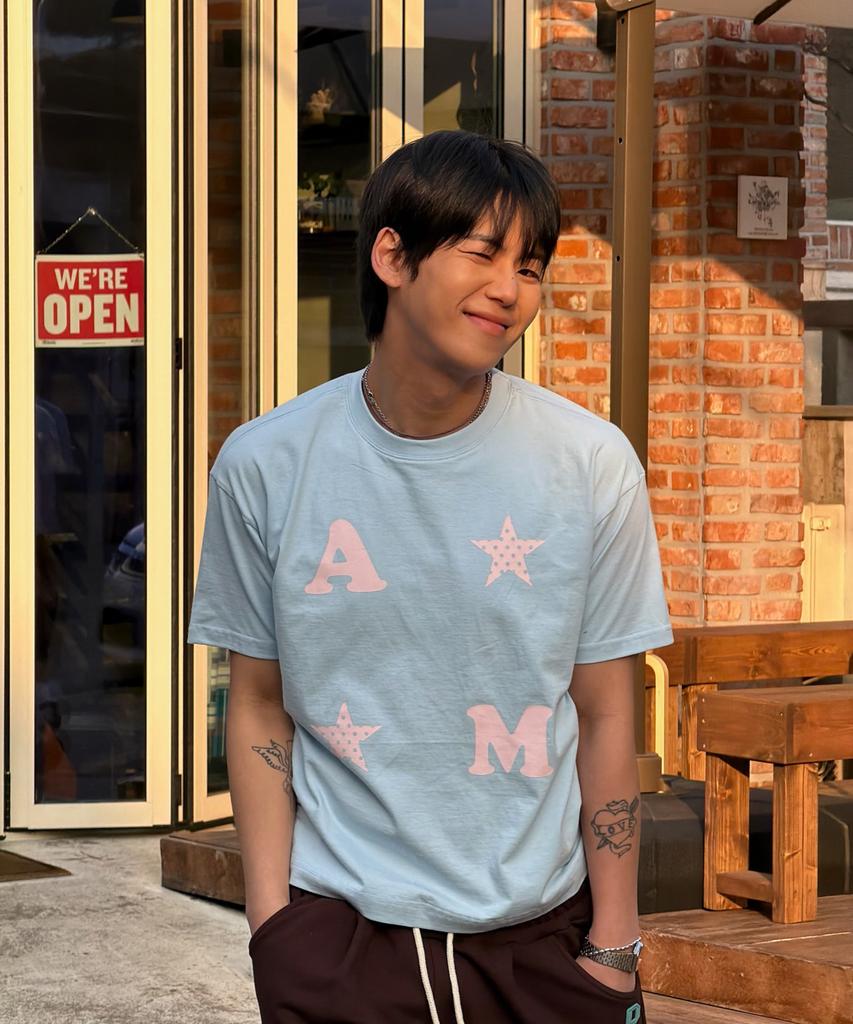 AMOU Am Star Half T-Shirts Light Blue