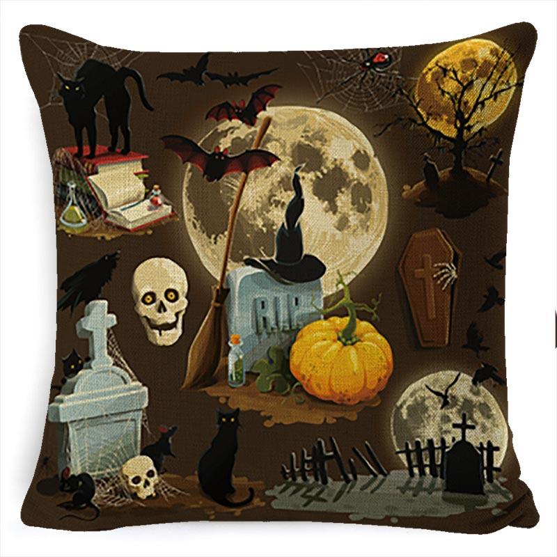 Halloween Tag Zuhause Sofa Kissenbezug Leichter Luxus Kissen Halloween Leinen Kissenbezug