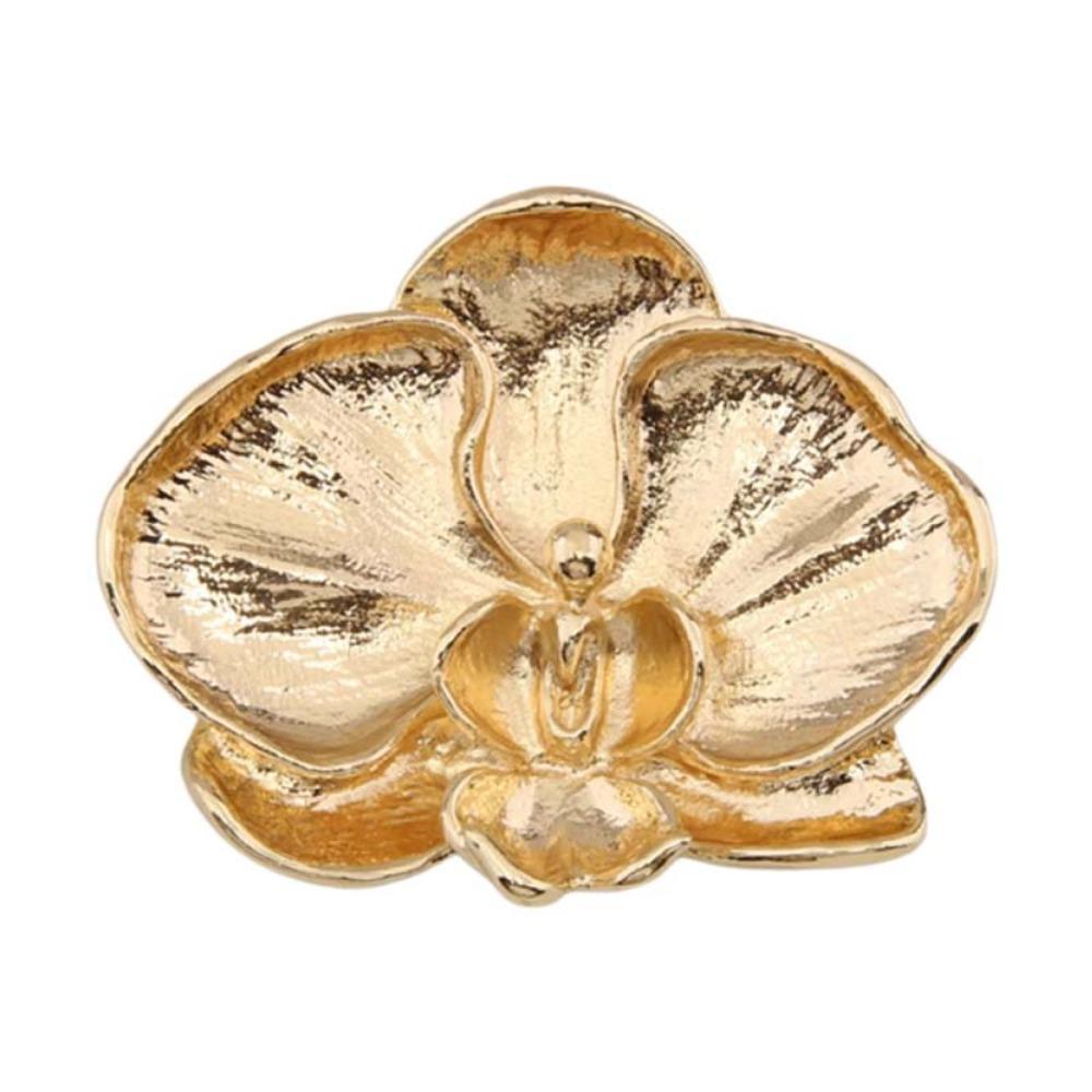 Vintage Orchid Flower Brooch Corsage Ornament Metal Glossy Brooch Butterfly Orchid Pin Men