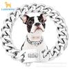 23mm Wide Stainless Steel Dog Collar Heavy Duty Metal Pet Necklace Large Dogs
