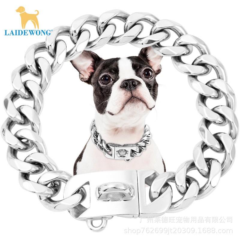 23mm Wide Stainless Steel Dog Collar Heavy Duty Metal Pet Necklace Large Dogs