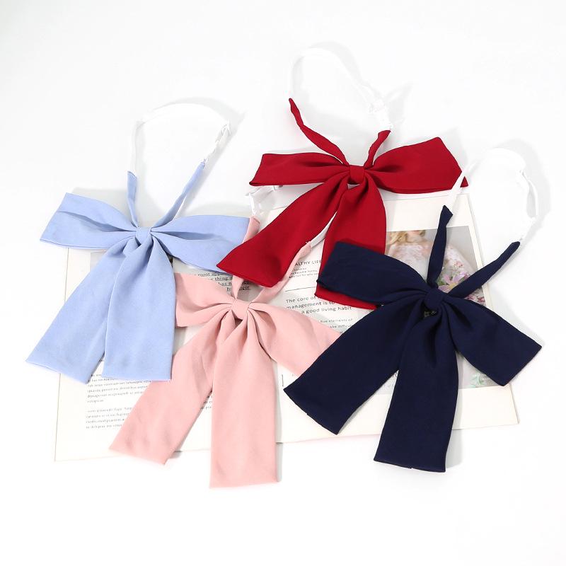 JK School Uniform Sailor Suit Small Long Handle Collar Flower Solid Color Twill Pointed Bow Tie
