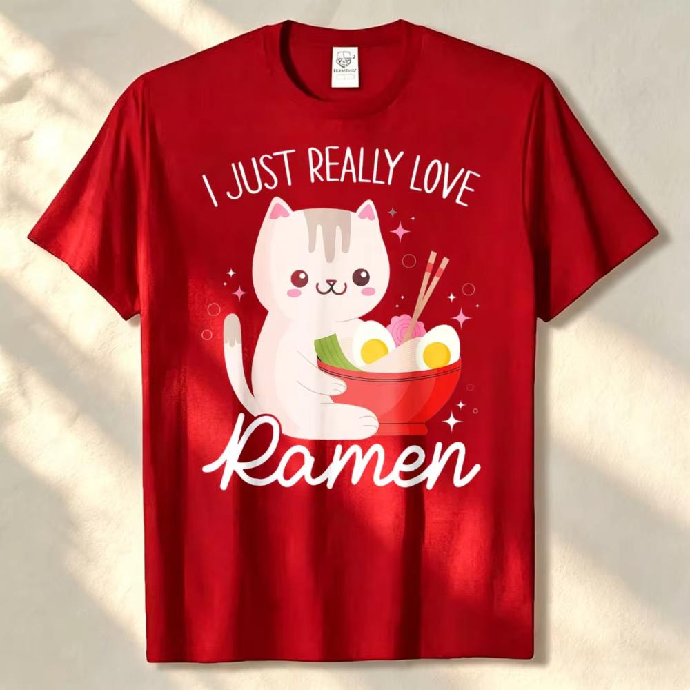 I Just Really Love Raunisex Cat Anime Kawaii Otaku Clothing TShirt Vintage Clothes Funny Outdoors High Quality Cotton ShortSleev
