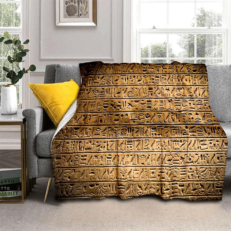 3D Egyptian Pharaoh Hieroglyphics Symbol Blanket,Soft Throw Blanket for Home Bedroom Bed Sofa Picnic Travel Office Cover Blanket