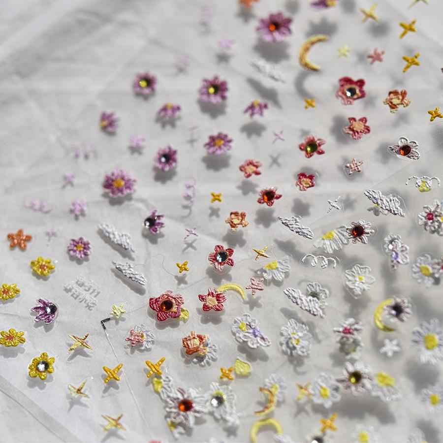 Яркие кристальные весенние день маленькие цветочные наклейки для ногтей своими руками — фото 7