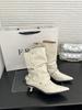 New European and American rivet wrinkled boots pointed wrinkled fashion boots thin high heel thin boots