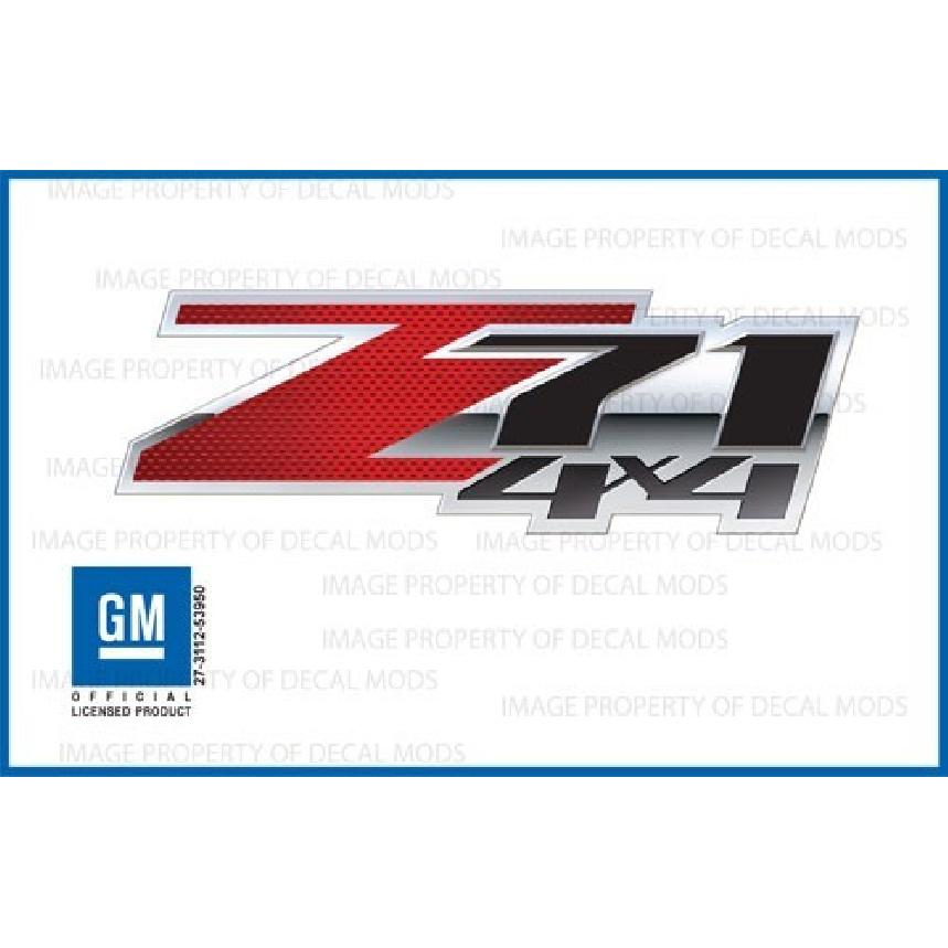 set of 2: 2007 - 2013 Chevy Silverado Z71 4x4 Decals - FSCFR - Carbon Fiber Red