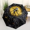 1 Automatischer Öffnungs-Schirm mit Motiv Jack Skellington, Halloween Town Thema, Bunter 8-Speichen Tragbarer Schirm für Damen und Herren, Ein Kompakter Begleiter für den Arbeitsweg Geeignet