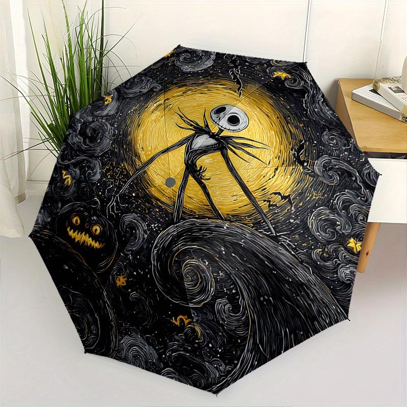 

1 Auto Open Jack Skellington, Halloween Town Themed Colorful 8-rib Portable Umbrella for Men and Women, A Compact Commuting Companion Suitab