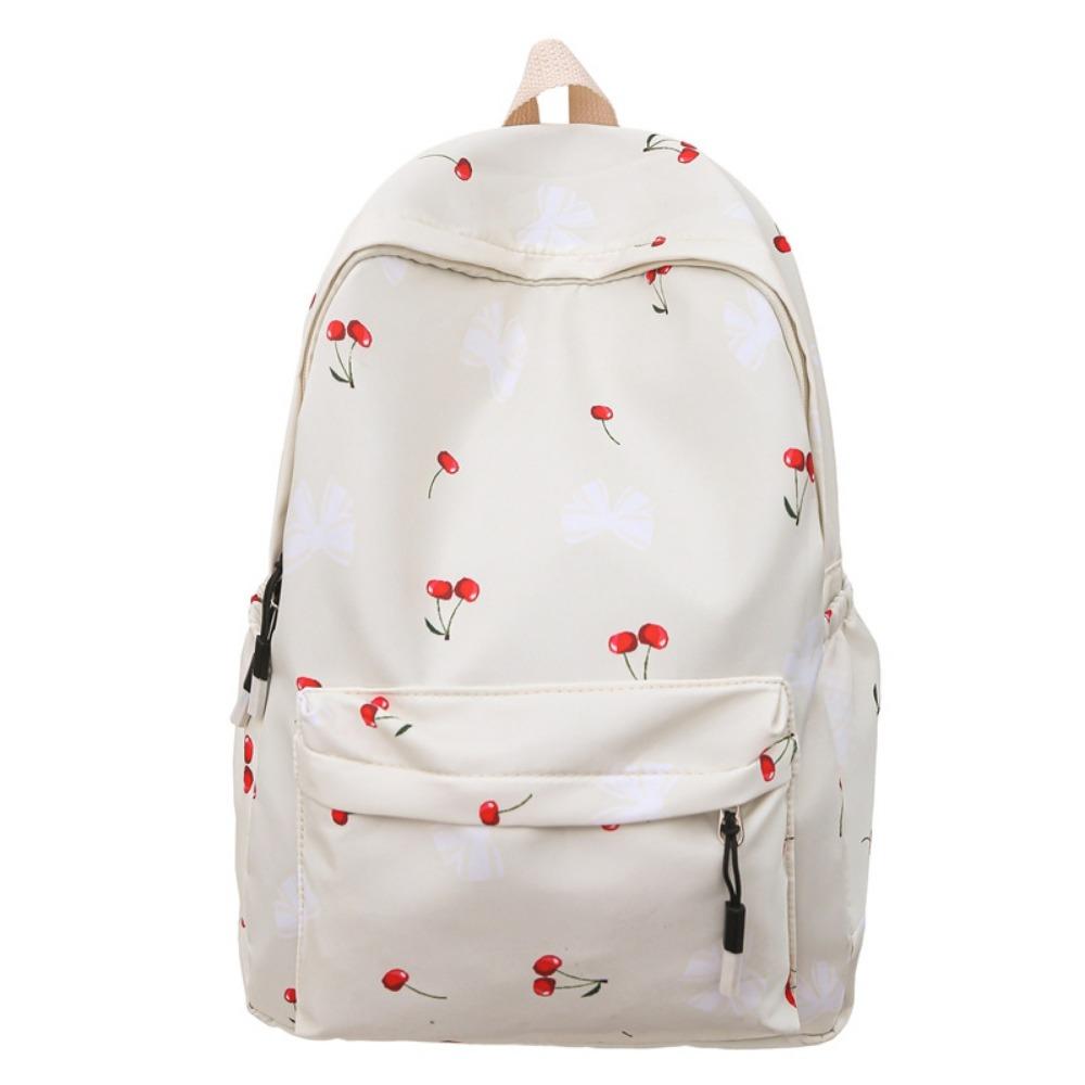 Cartoon Floral Print Backpack Breathable Large Capacity Student Schoolbag Ultra-light Nylon Book Bag