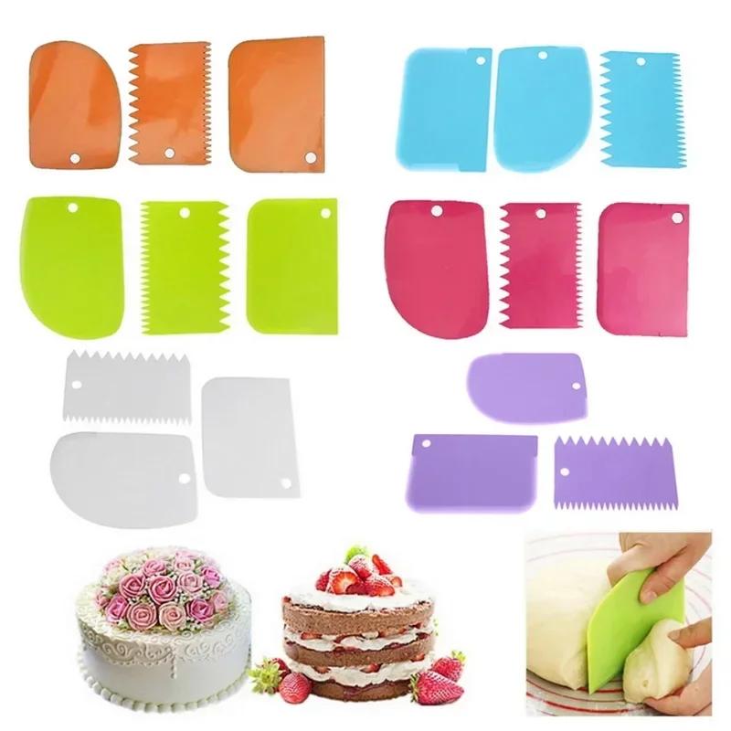 Cake Cream Scraper, Pasty Cutters, Irregular Teeth Edge DIY Smoother, 3PCS/Lot Dough Cake Cutter Slicer Spatula