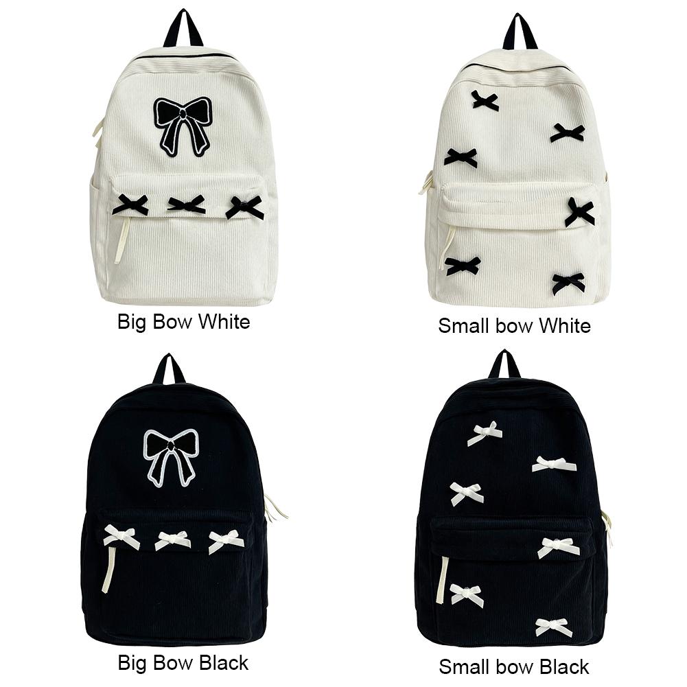 Cute Bowknot Aesthetic Backpack Lightweight Casual Travel Daypack Student Rucksack for Girls Women High School College Work