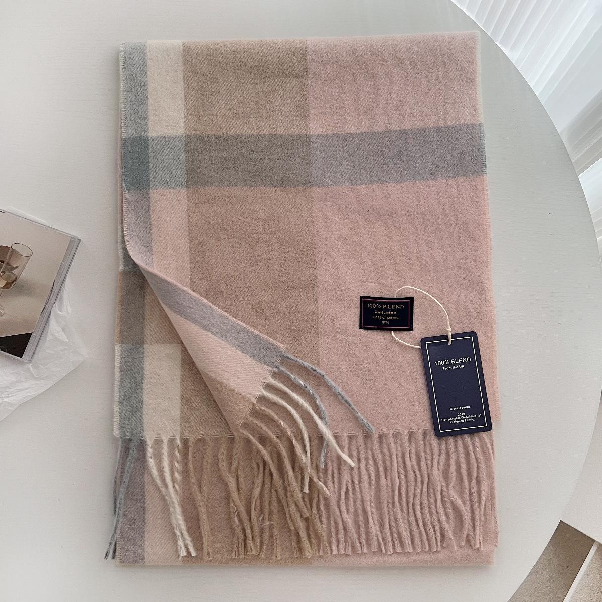 

Шикарный дизайн, мягкий теплый женский шарф, осень-зима, классический британский имитация кашемира, мужской клетчатый термошаль с кисточками, пара 190cm-30cm