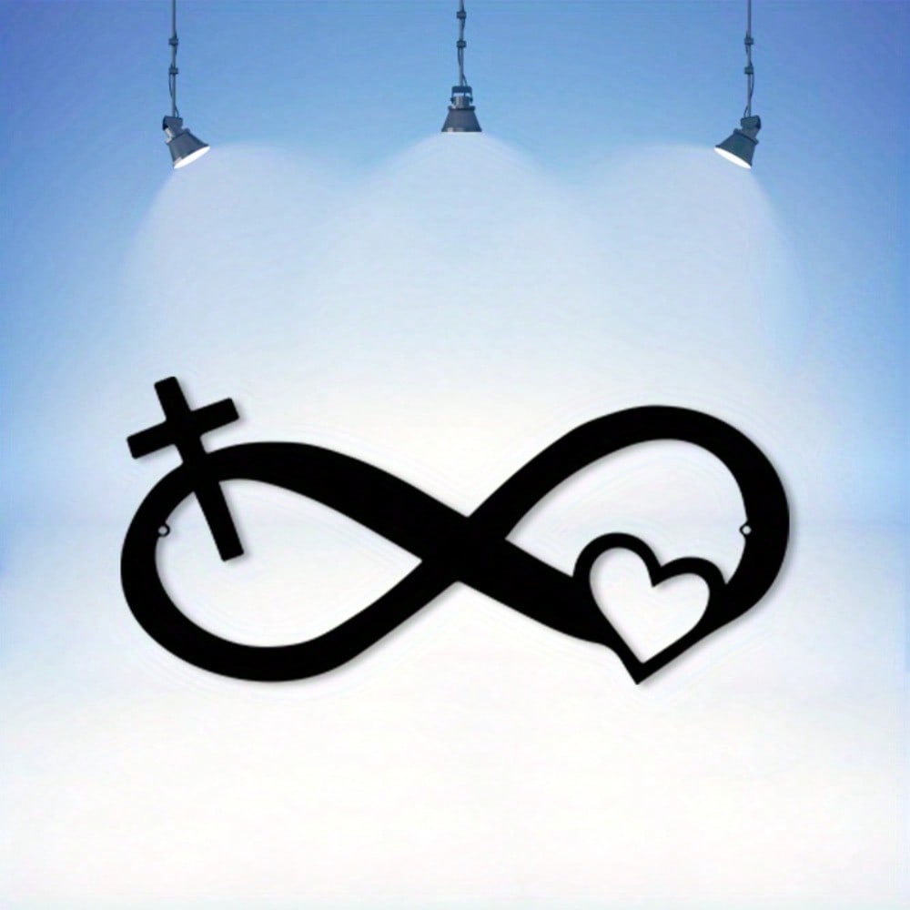 Vintage Infinity Heart Cross Metal Wall Art Christian Home Decor Spiritual Gift