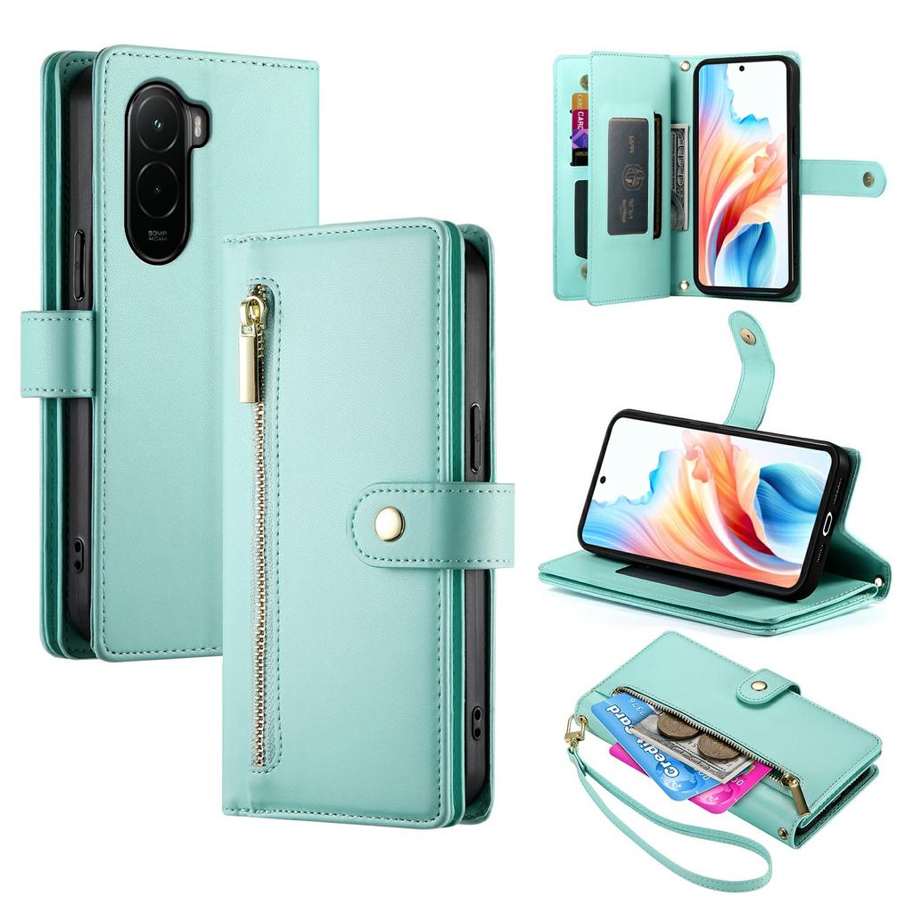 For Xiaomi Poco M7 4G (EU) (171mm) Case Zipper Pocket Wallet Leather Phone Cover with Straps