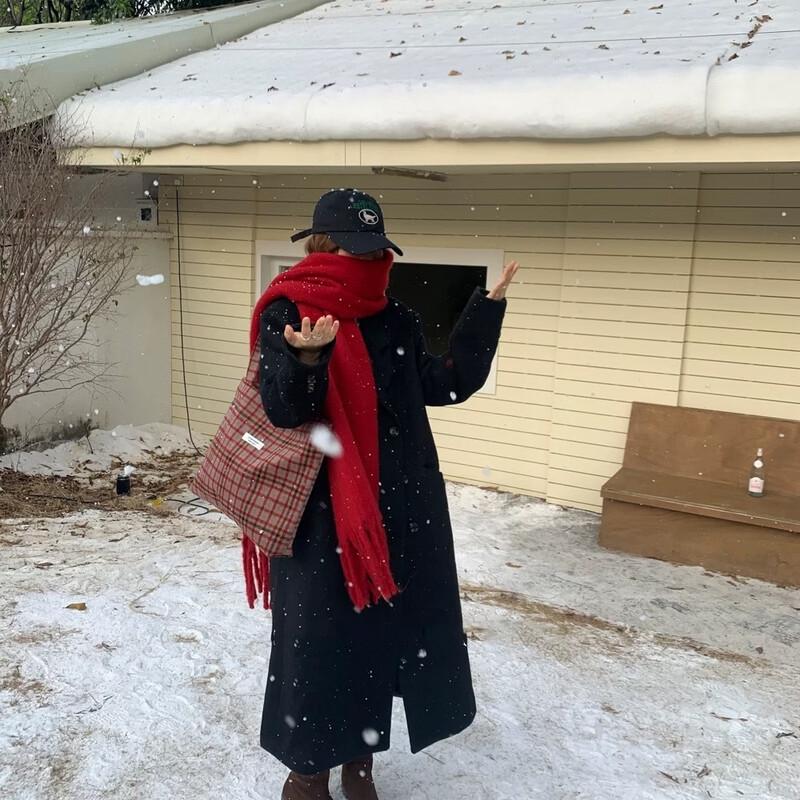 Женский винтажный красно-клетчатый зимний шарф